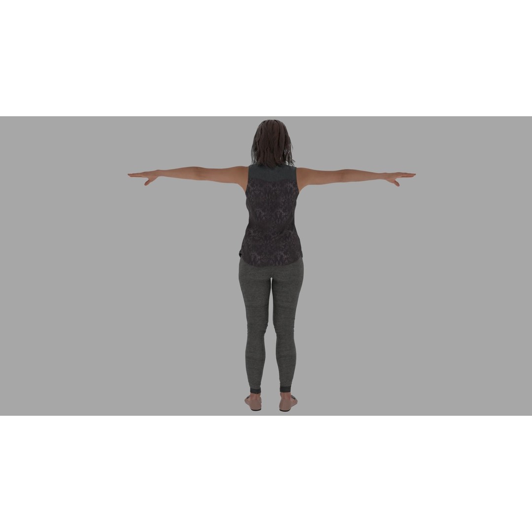 Rigged Female Character 3D Model – High Poly Game Asset, FBX, Blender - View 7