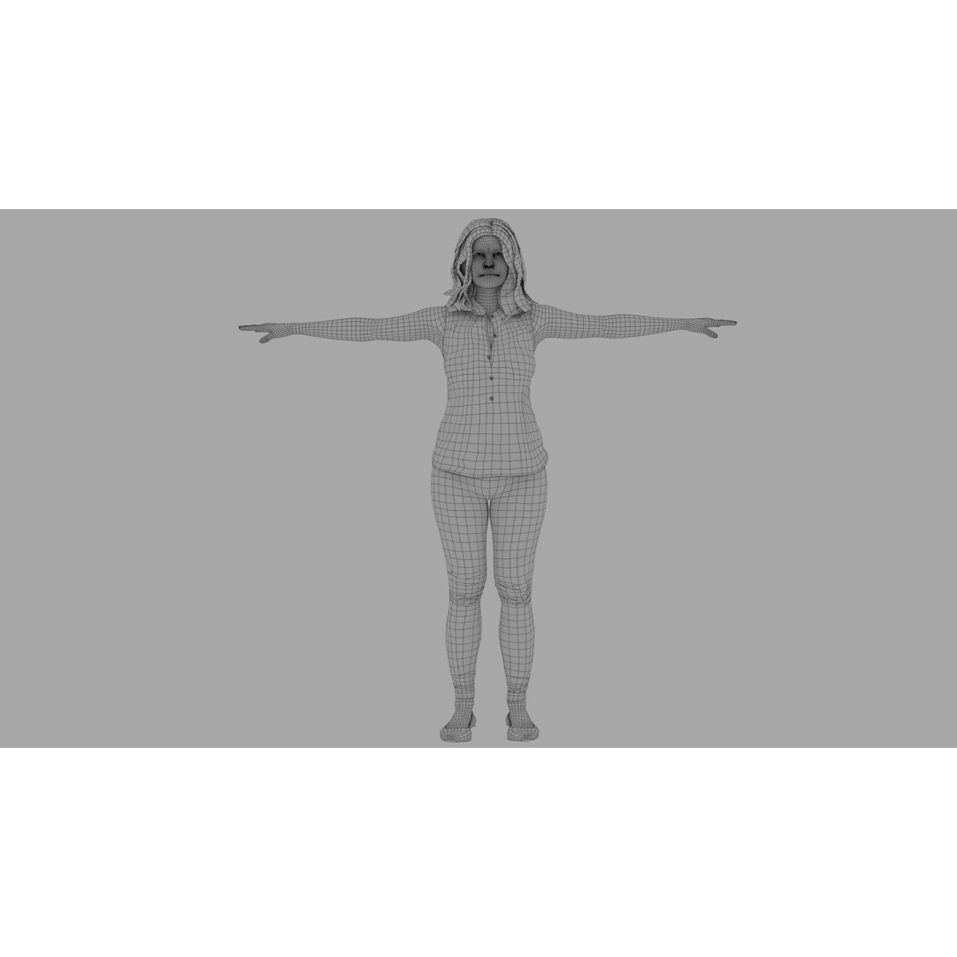 Rigged Female Character 3D Model – High Poly Game Asset, FBX, Blender - View 8