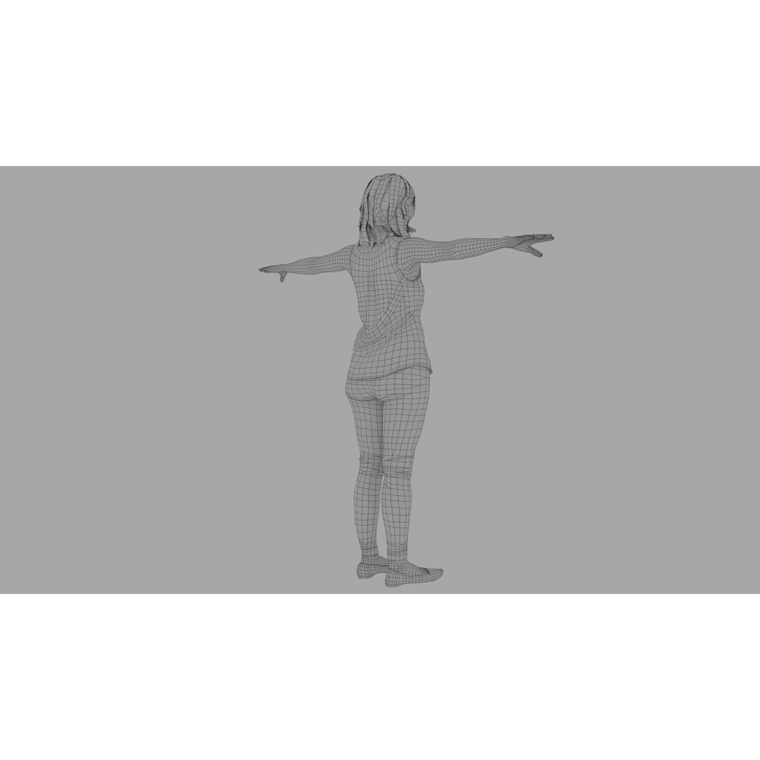 Rigged Female Character 3D Model – High Poly Game Asset, FBX, Blender - View 9