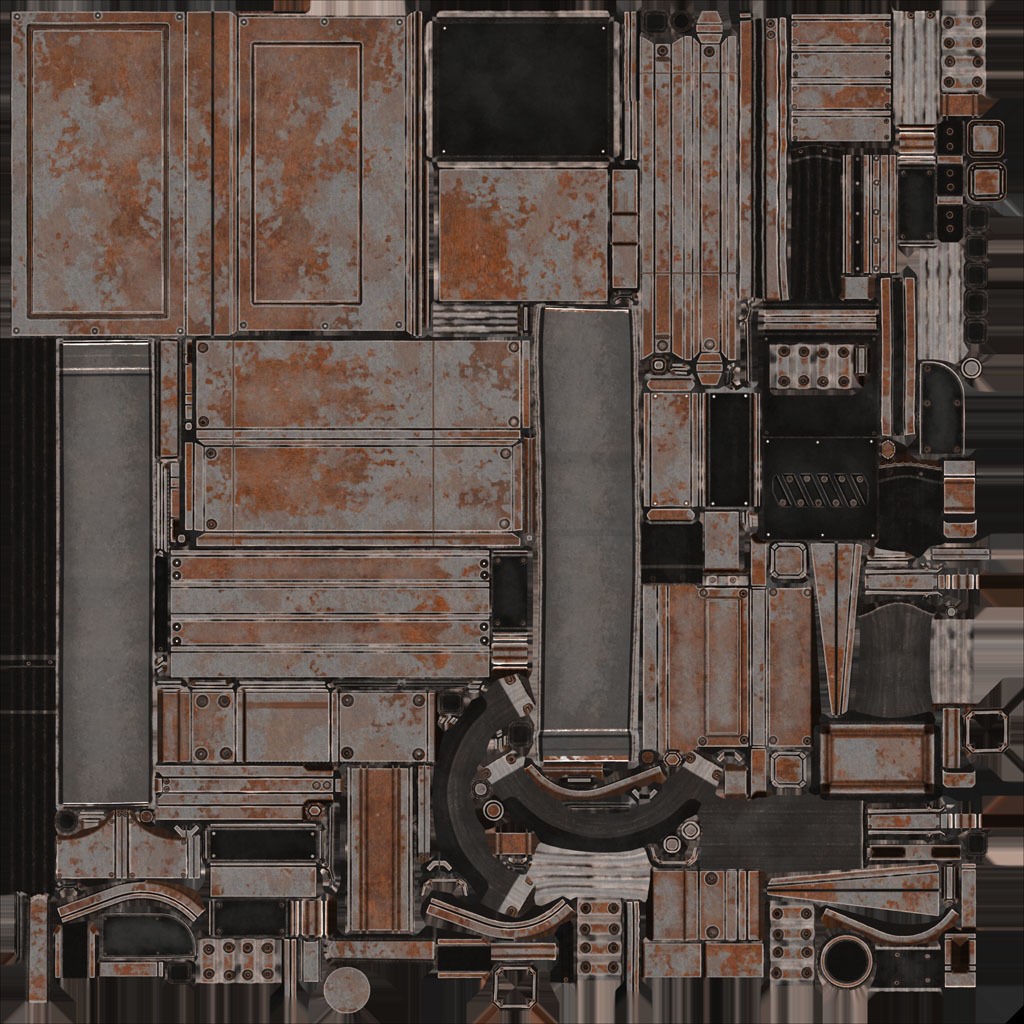 Futuristic Stairs 3D Model – Low Poly Rusty Texture, FBX & OBJ - View 27