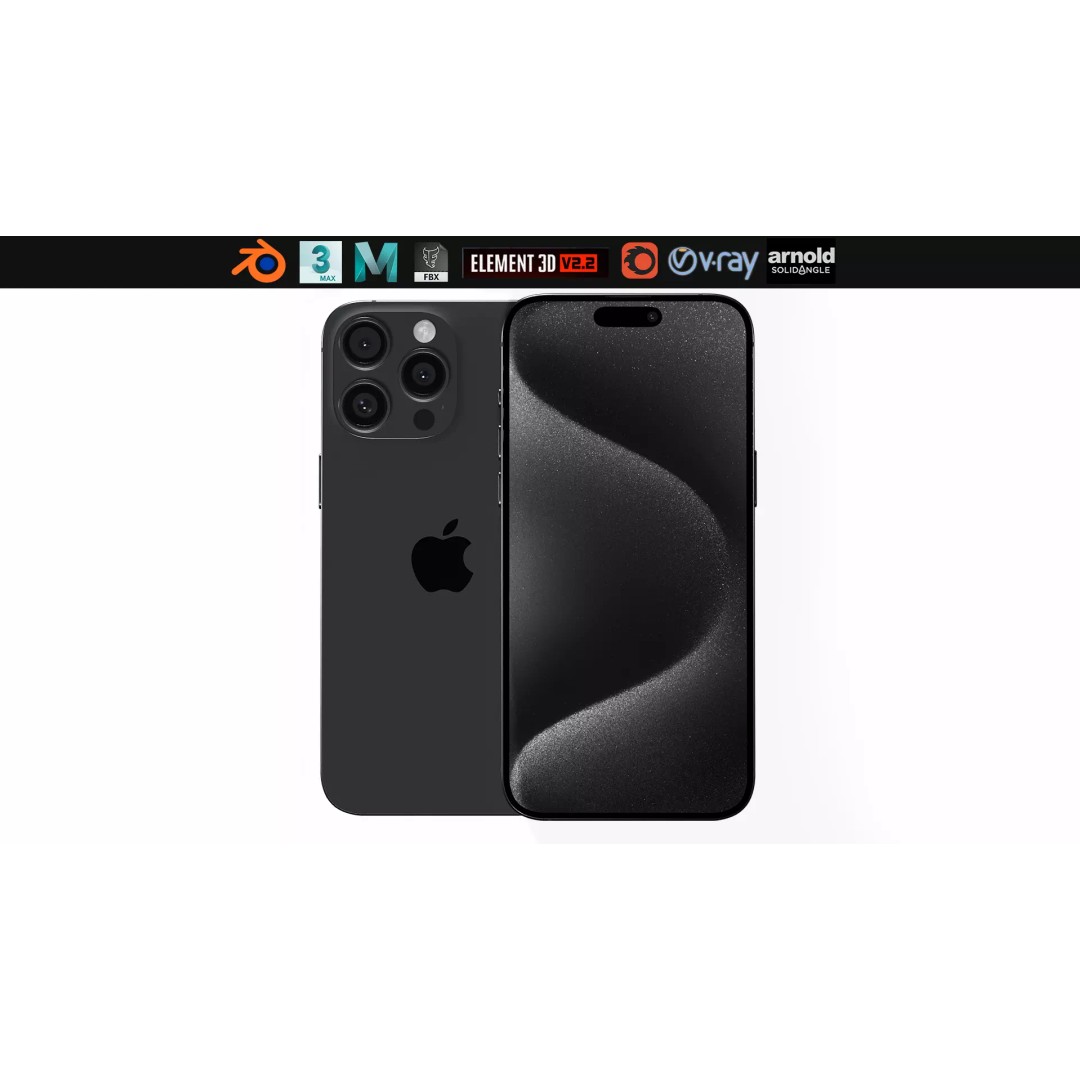 Apple iPhone 15 Pro Max 3D Model – Low Poly PBR Asset, FBX, OBJ, Blender - View 2