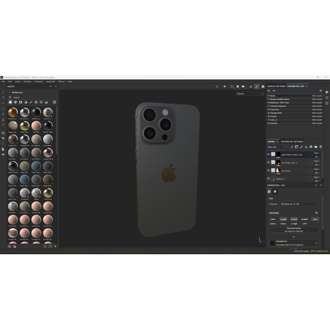 Apple iPhone 15 Pro Max 3D Model – Low Poly PBR Asset, FBX, OBJ, Blender - View 24