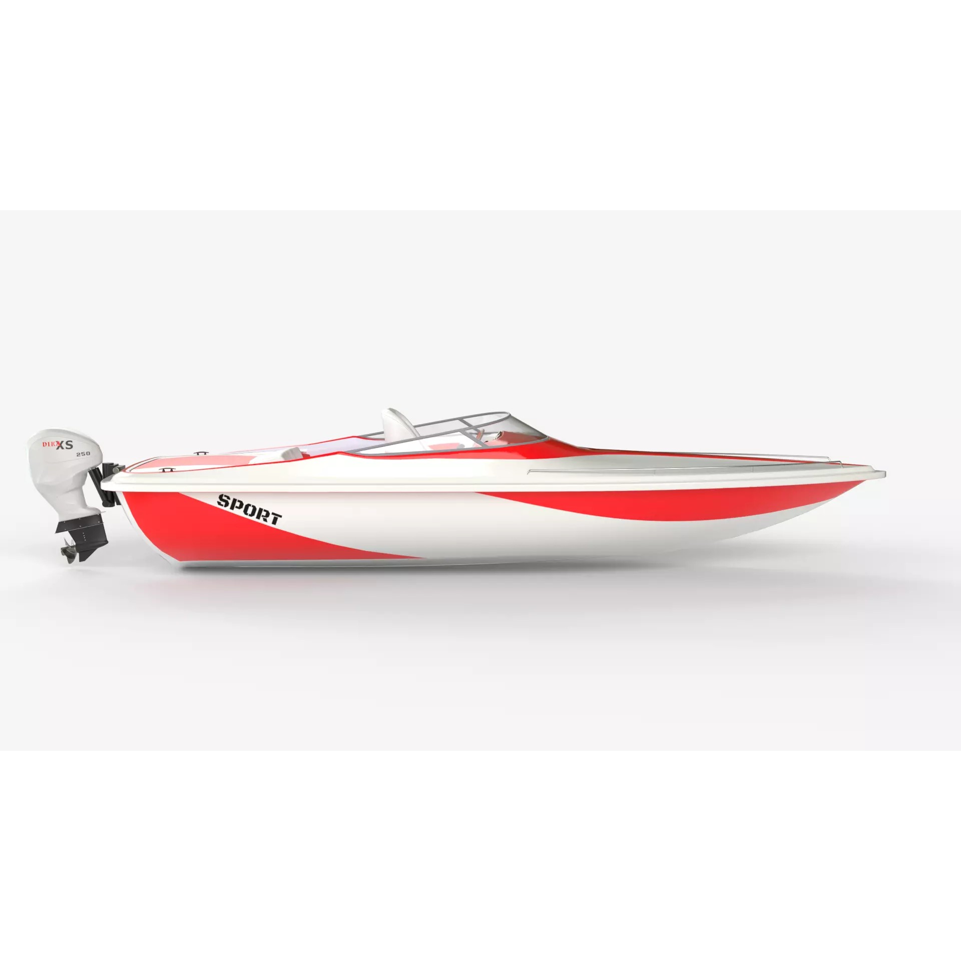 White Red Speedboat - Luxury Game-Ready 3D Model - View 3