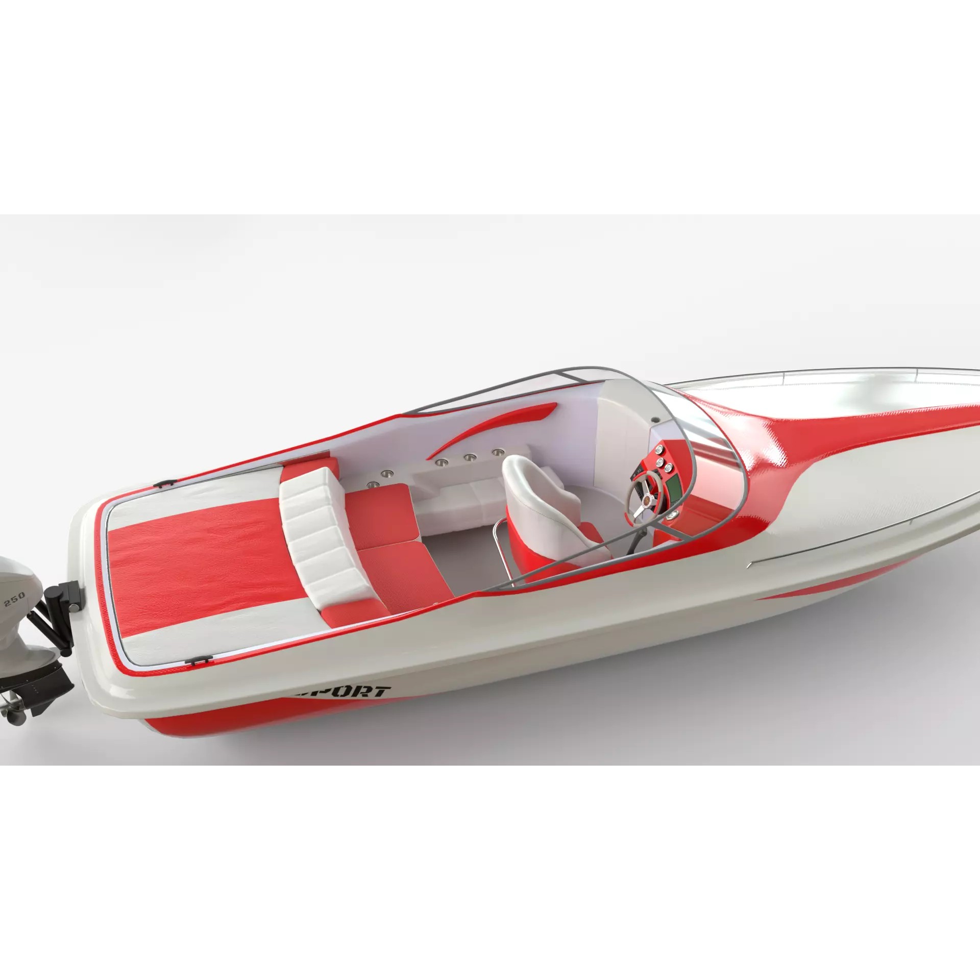 White Red Speedboat - Luxury Game-Ready 3D Model - View 5