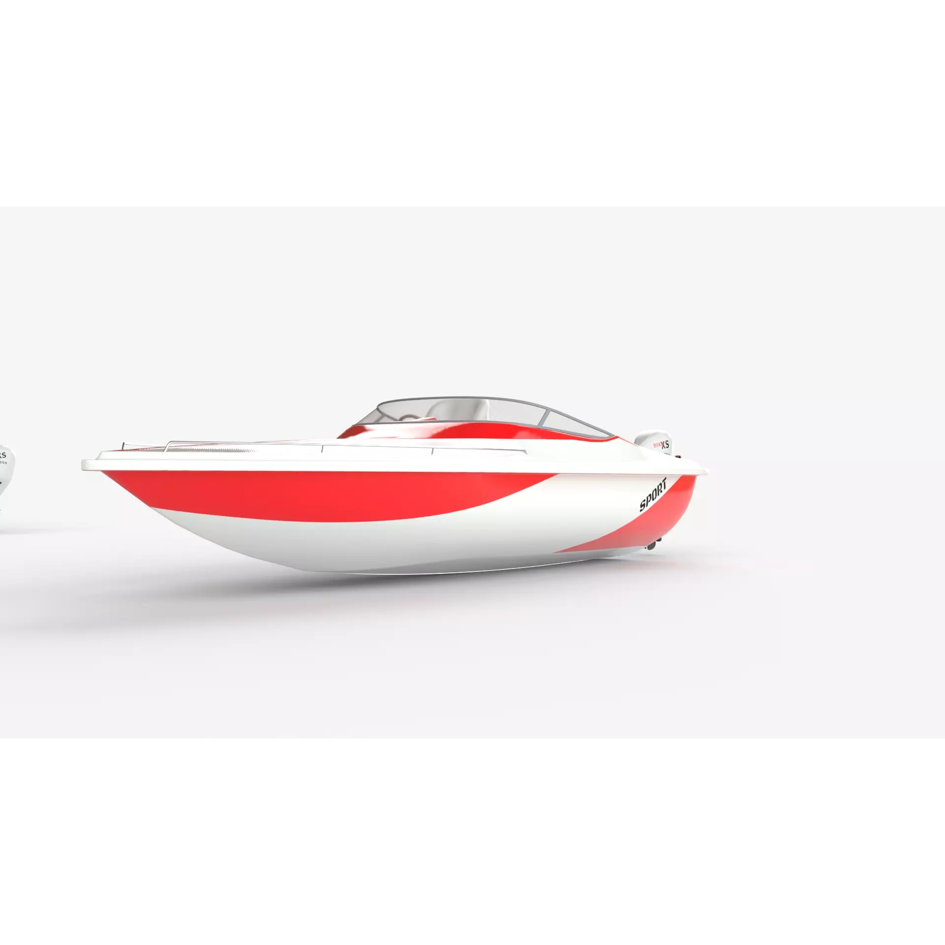 White Red Speedboat - Luxury Game-Ready 3D Model - View 6