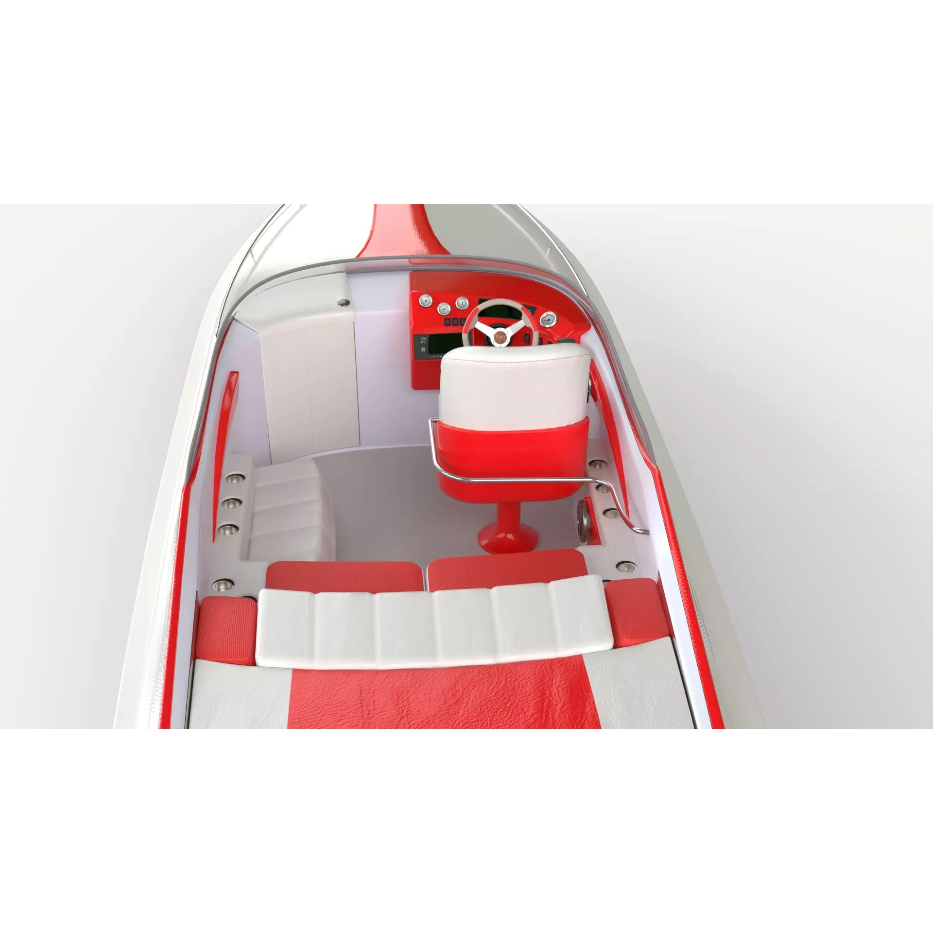 White Red Speedboat - Luxury Game-Ready 3D Model - View 7