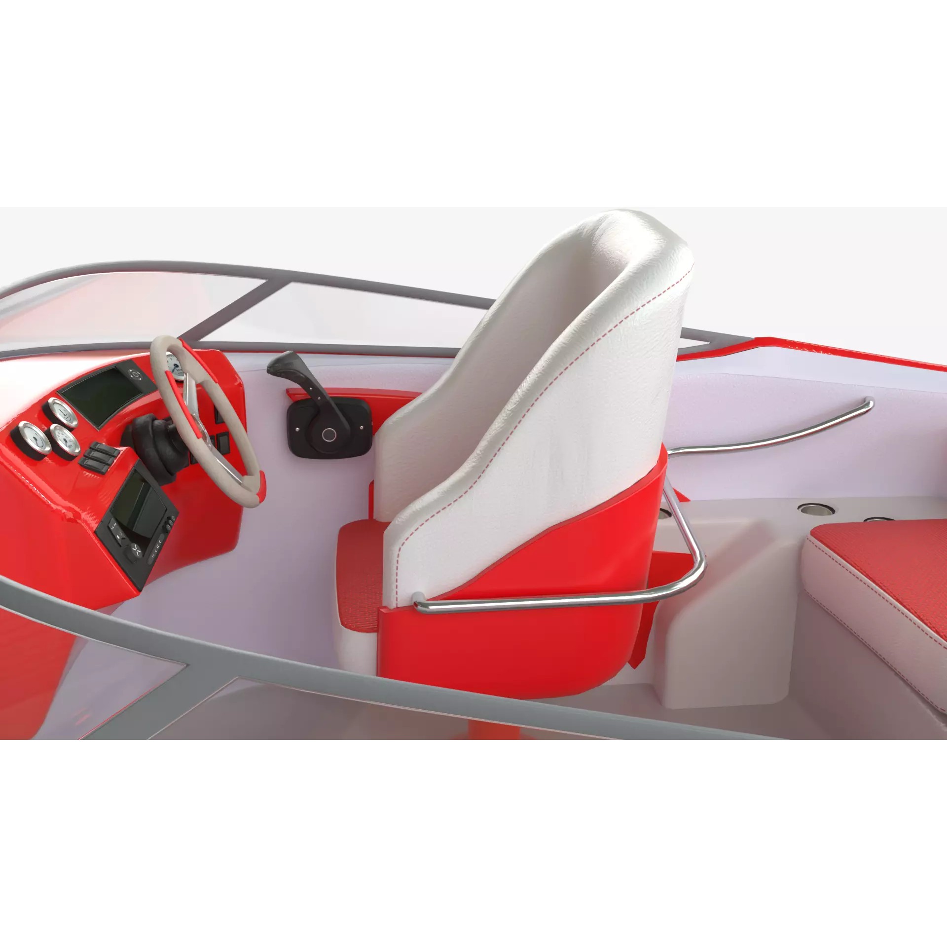 White Red Speedboat - Luxury Game-Ready 3D Model - View 8