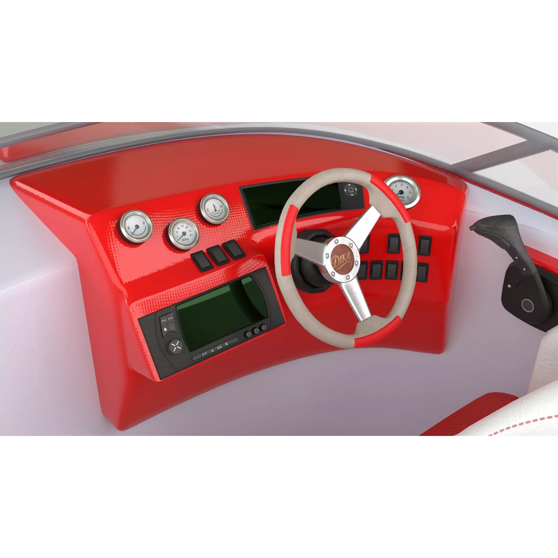 White Red Speedboat - Luxury Game-Ready 3D Model - View 9