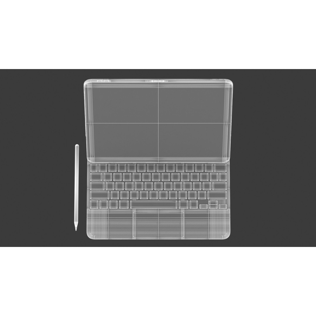 Apple iPad Pro 12 ft 0 in and Magic Keyboard 3D Model – High Quality Game Asset, FBX, OBJ