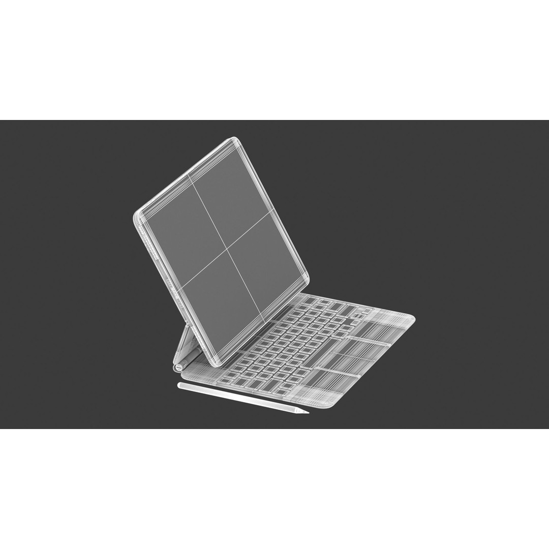 Apple iPad Pro 12 ft 0 in and Magic Keyboard 3D Model – High Quality Game Asset, FBX, OBJ - View 13