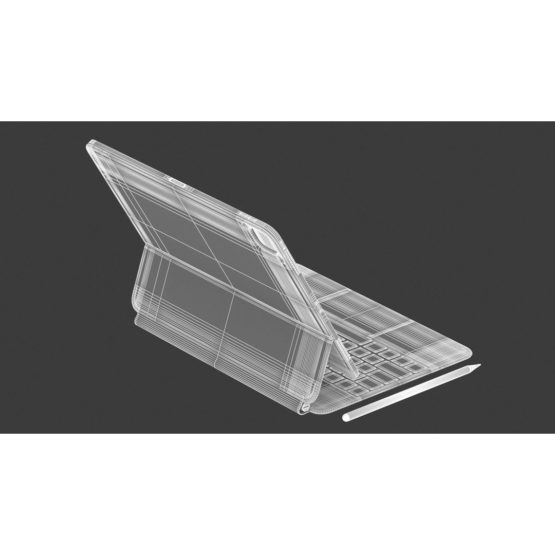Apple iPad Pro 12 ft 0 in and Magic Keyboard 3D Model – High Quality Game Asset, FBX, OBJ - View 15