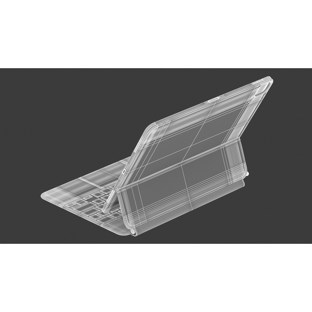 Apple iPad Pro 12 ft 0 in and Magic Keyboard 3D Model – High Quality Game Asset, FBX, OBJ - View 17