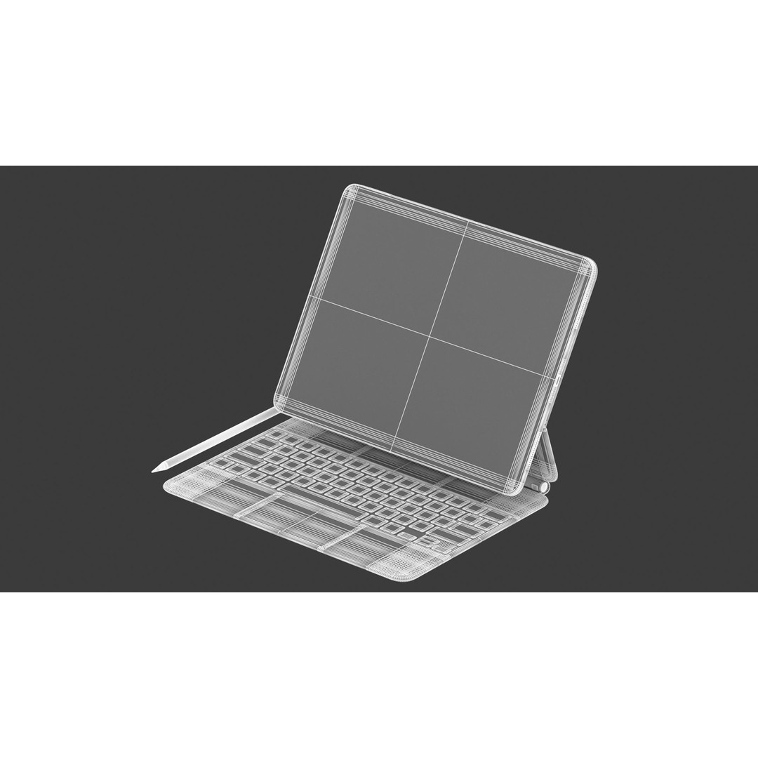 Apple iPad Pro 12 ft 0 in and Magic Keyboard 3D Model – High Quality Game Asset, FBX, OBJ - View 19