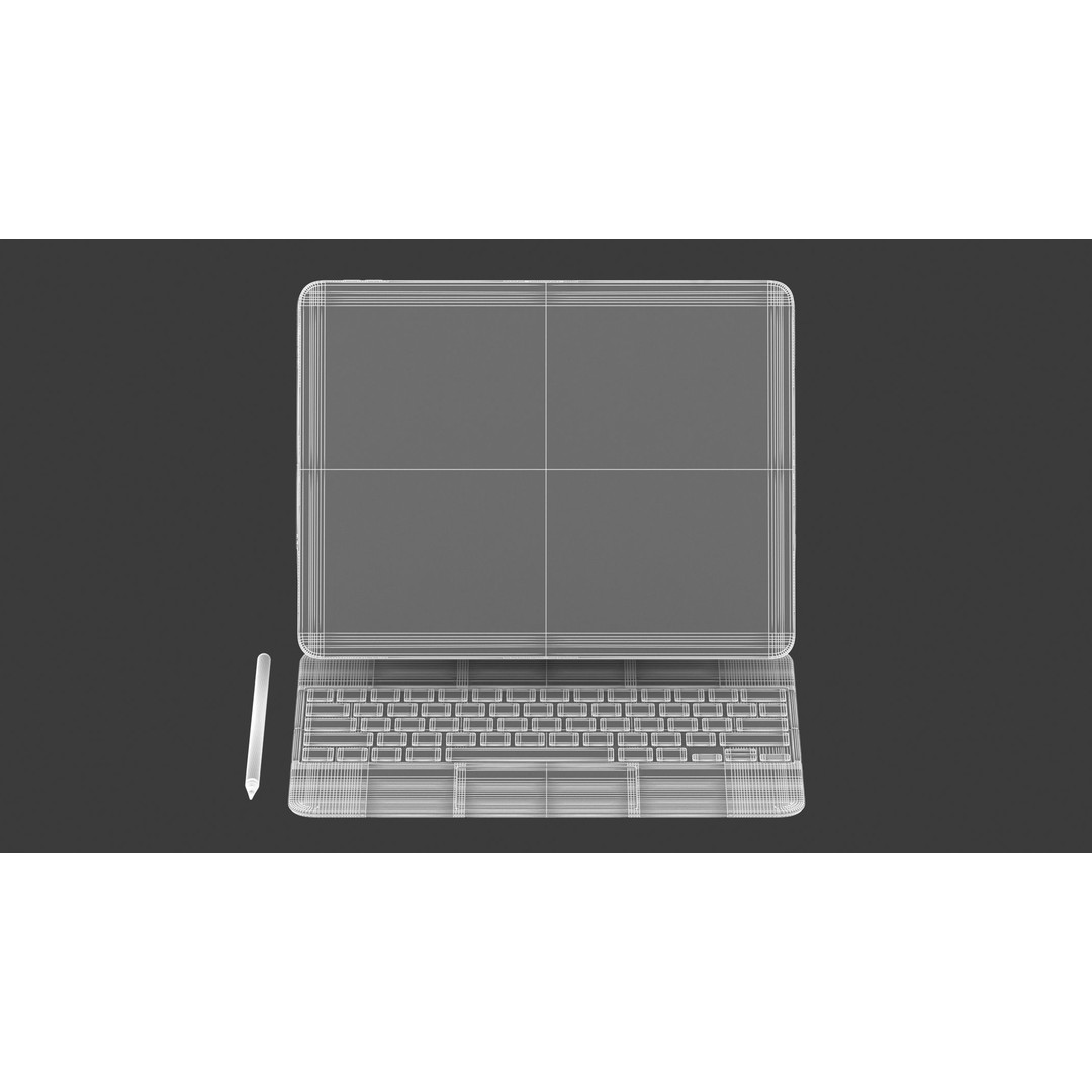 Apple iPad Pro 12 ft 0 in and Magic Keyboard 3D Model – High Quality Game Asset, FBX, OBJ - View 20