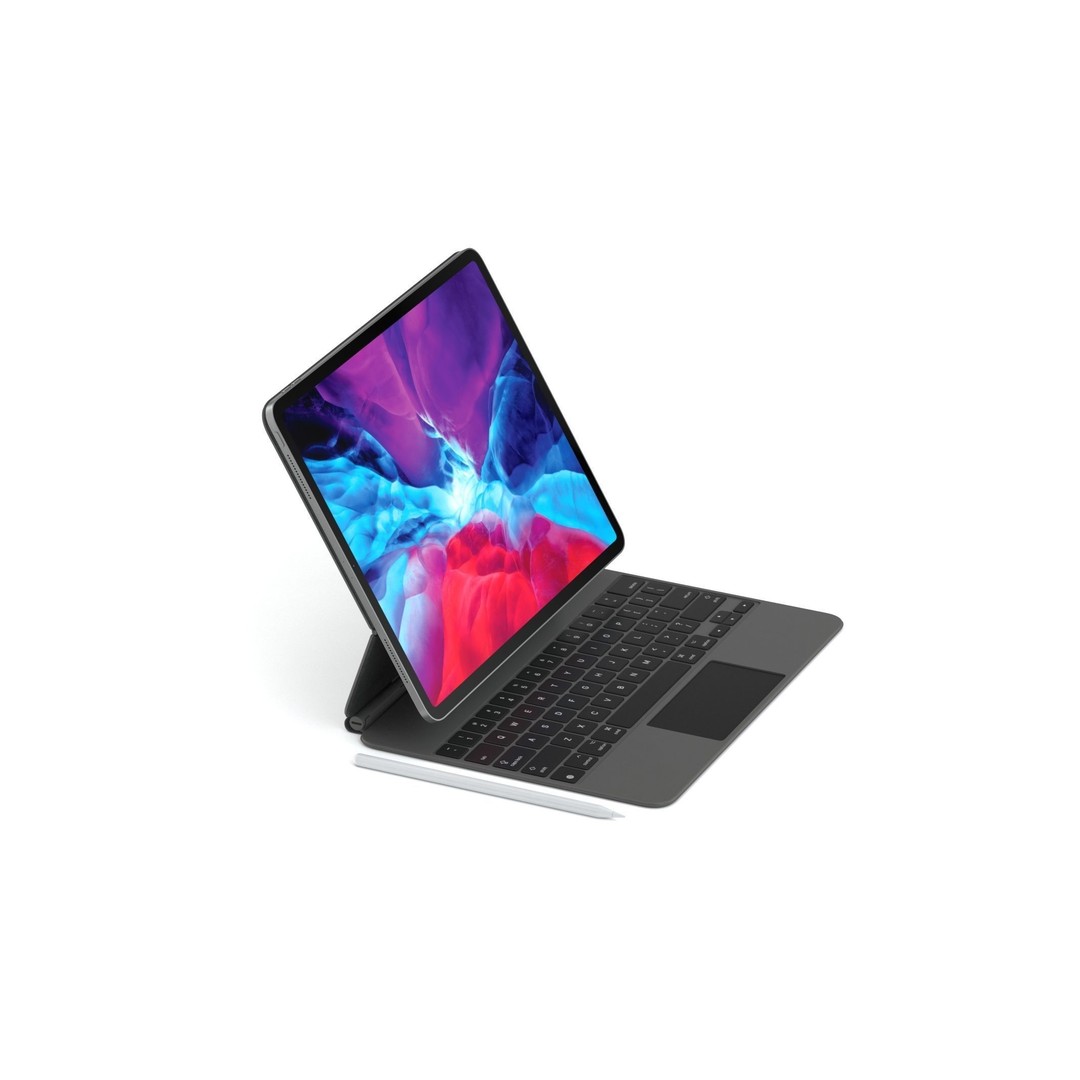 Apple iPad Pro 12 ft 0 in and Magic Keyboard 3D Model – High Quality Game Asset, FBX, OBJ - View 3