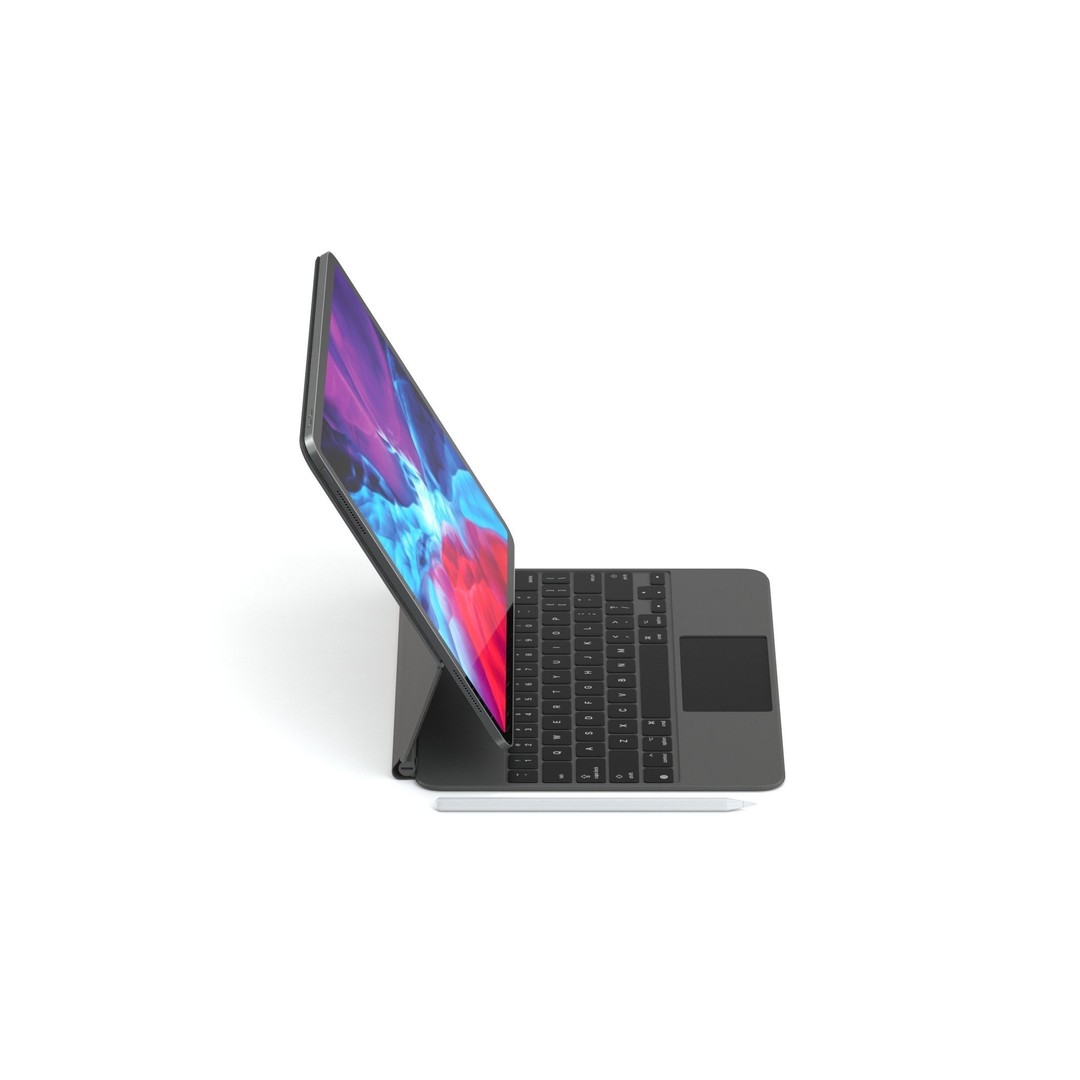 Apple iPad Pro 12 ft 0 in and Magic Keyboard 3D Model – High Quality Game Asset, FBX, OBJ - View 4