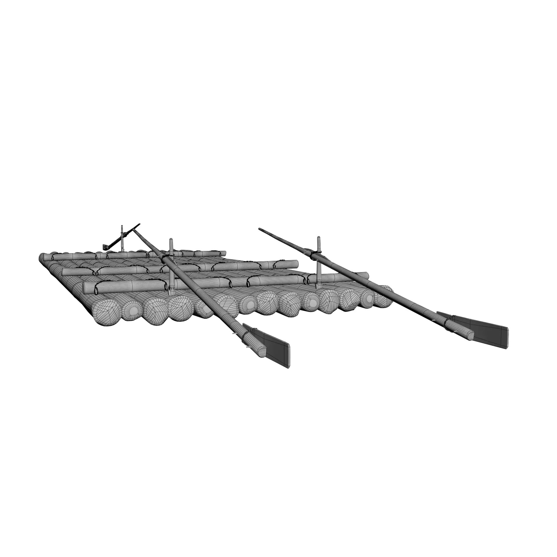 European River Raft - Low-Poly Game-Ready 3D Model - View 32