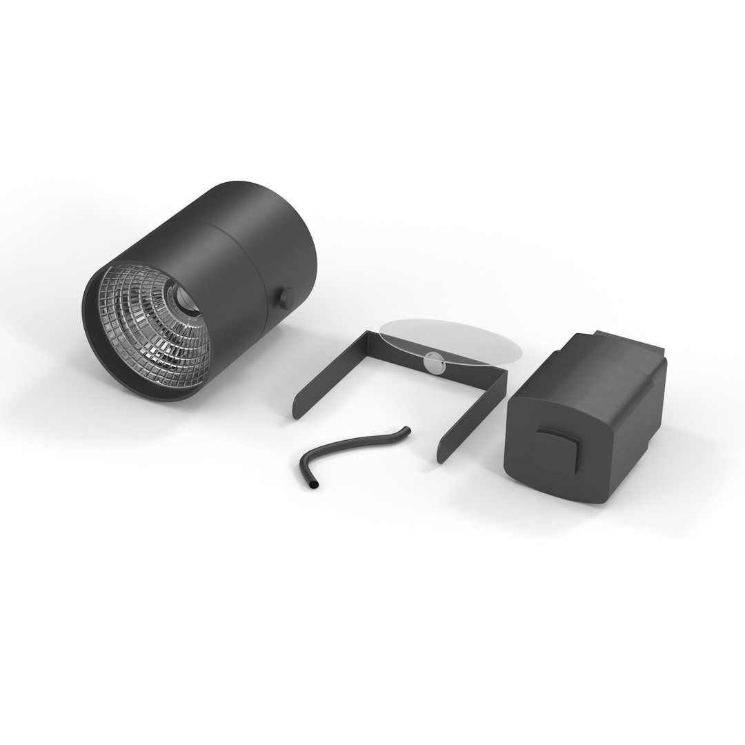 LED Track Light Head Cylinder 3D Model – PBR Textured, Game-Ready Formats - View 12