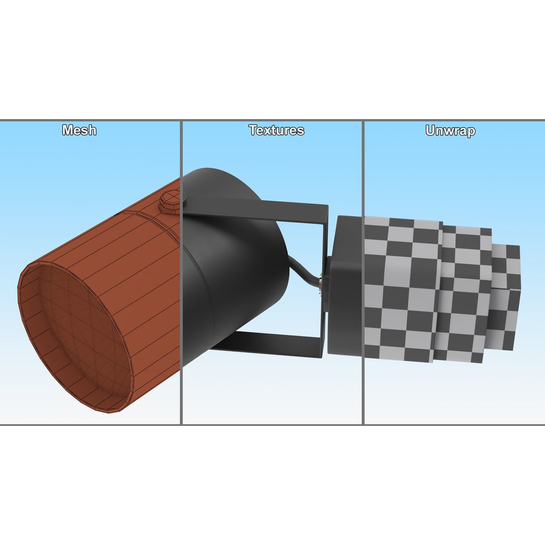 LED Track Light Head Cylinder 3D Model – PBR Textured, Game-Ready Formats - View 13