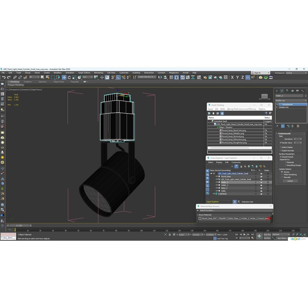 LED Track Light Head Cylinder 3D Model – PBR Textured, Game-Ready Formats - View 17