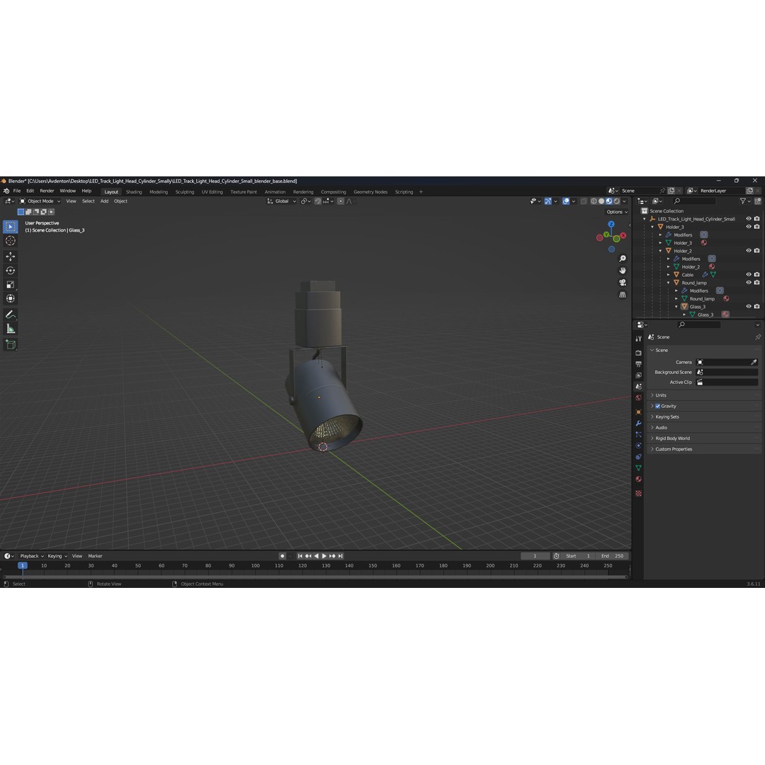 LED Track Light Head Cylinder 3D Model – PBR Textured, Game-Ready Formats - View 18
