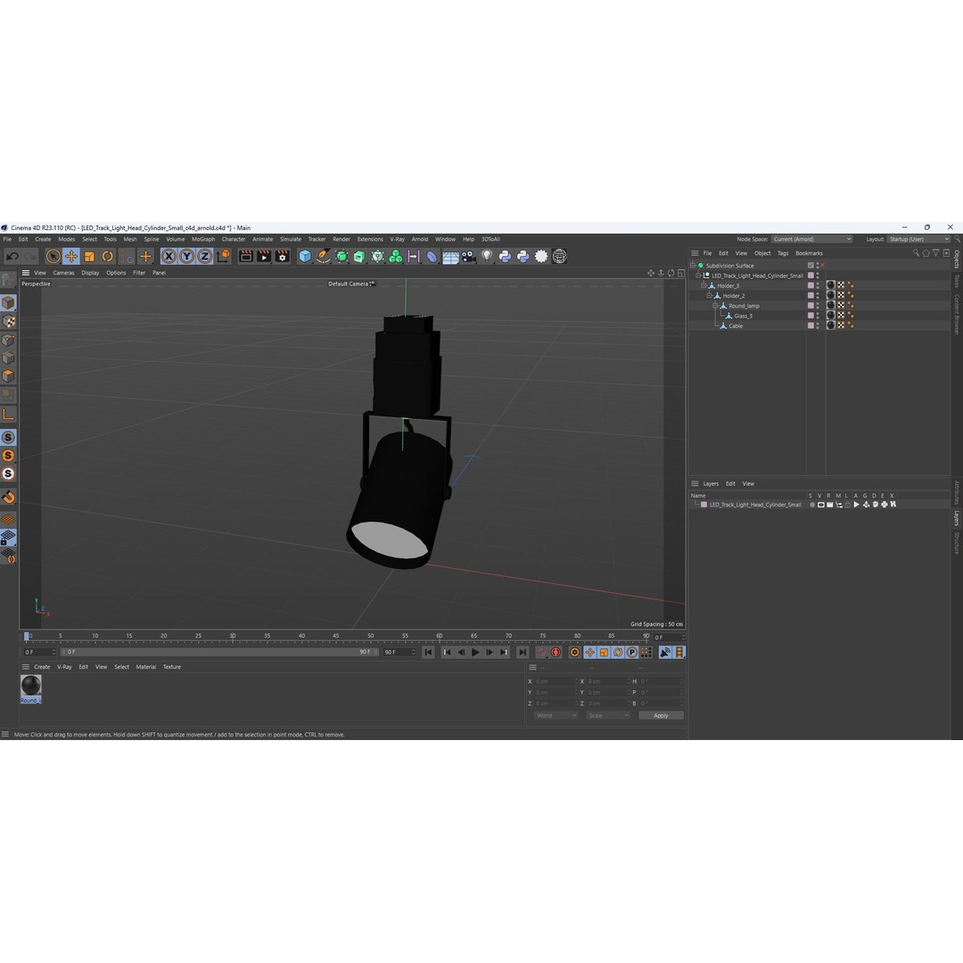 LED Track Light Head Cylinder 3D Model – PBR Textured, Game-Ready Formats - View 20