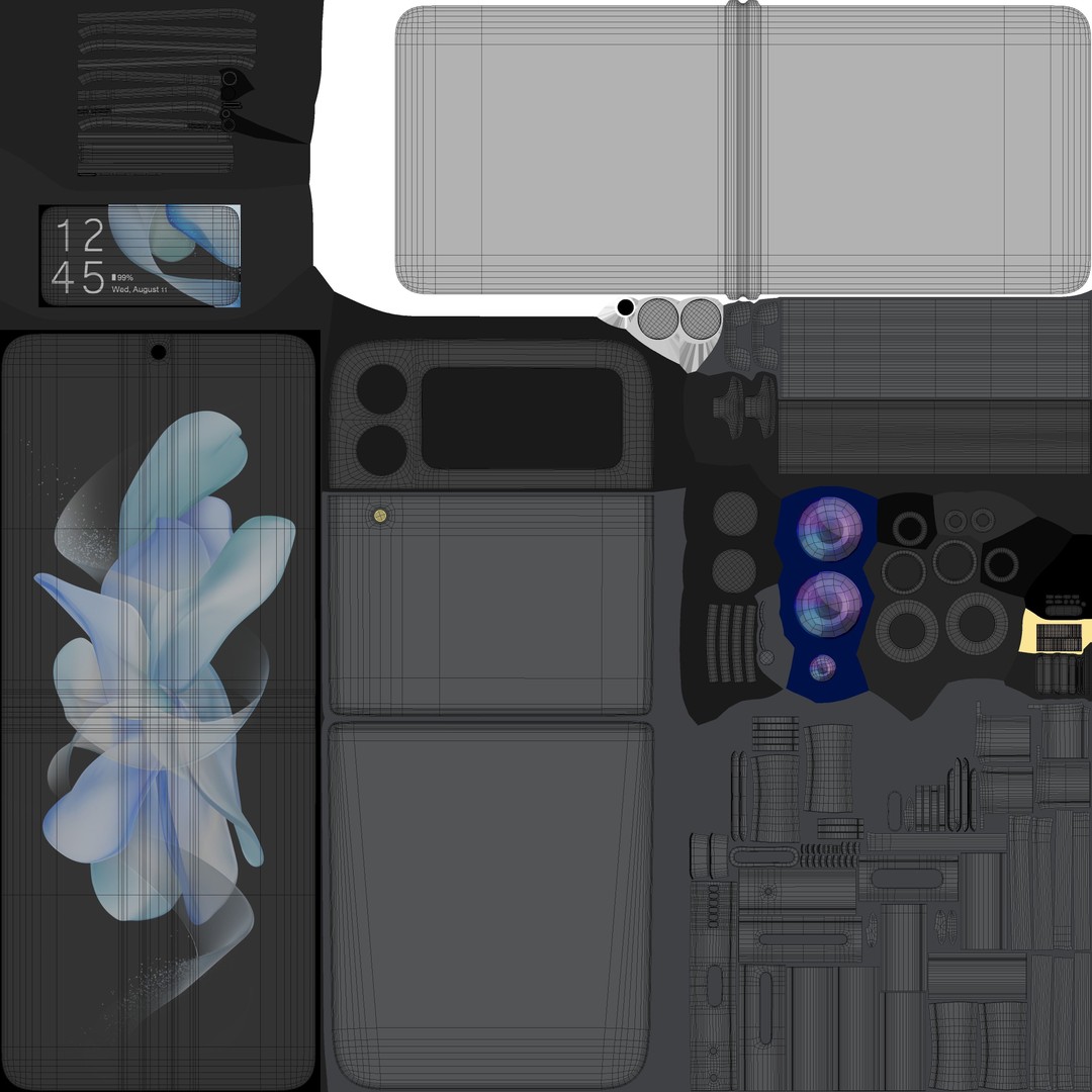 Samsung Galaxy Z Flip 4 3D Model – Rigged Low-Poly PBR Asset, Blender, FBX - View 16