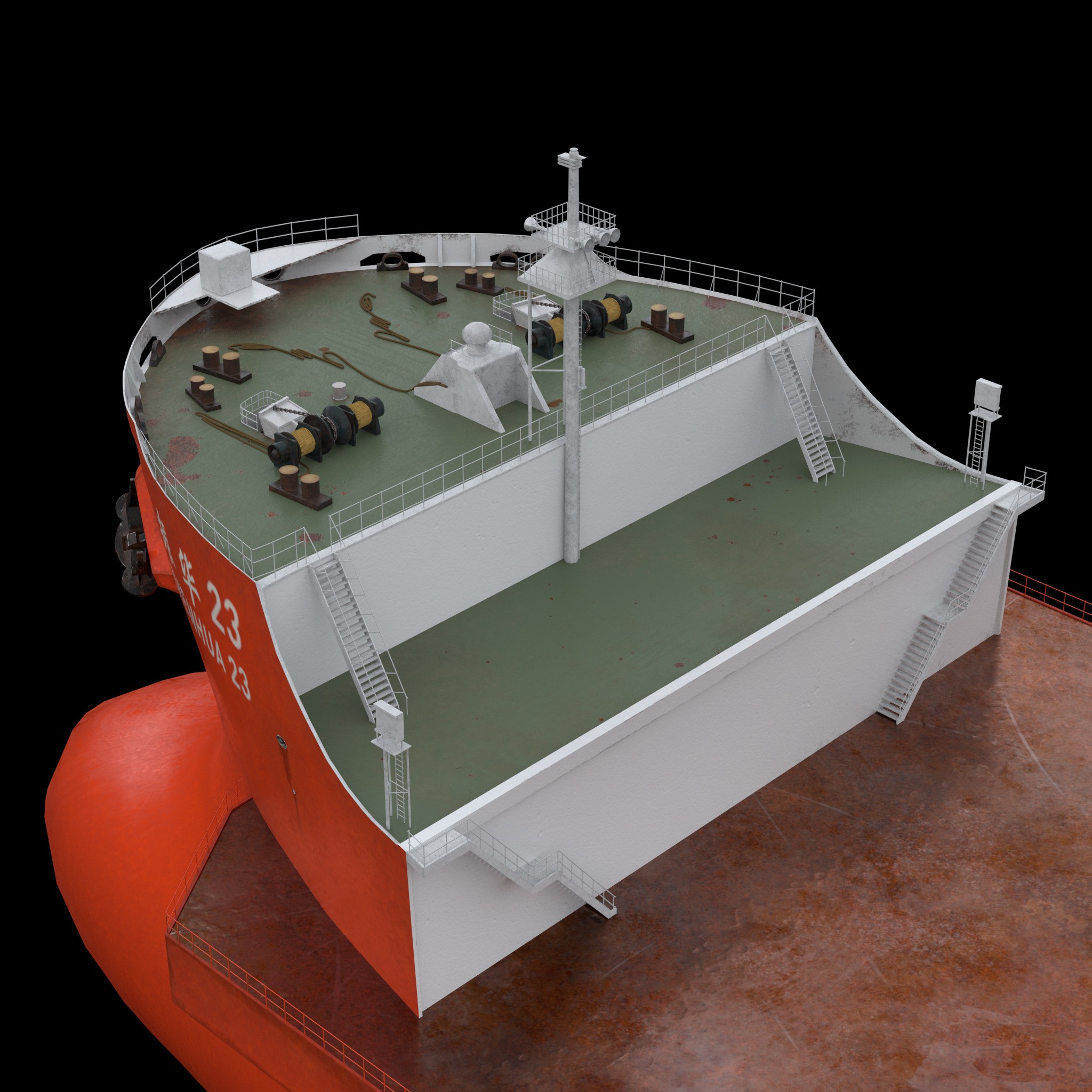 ZHEN HUA Heavy Load Carrier Cargo Ship - High Poly 3D Model - View 12