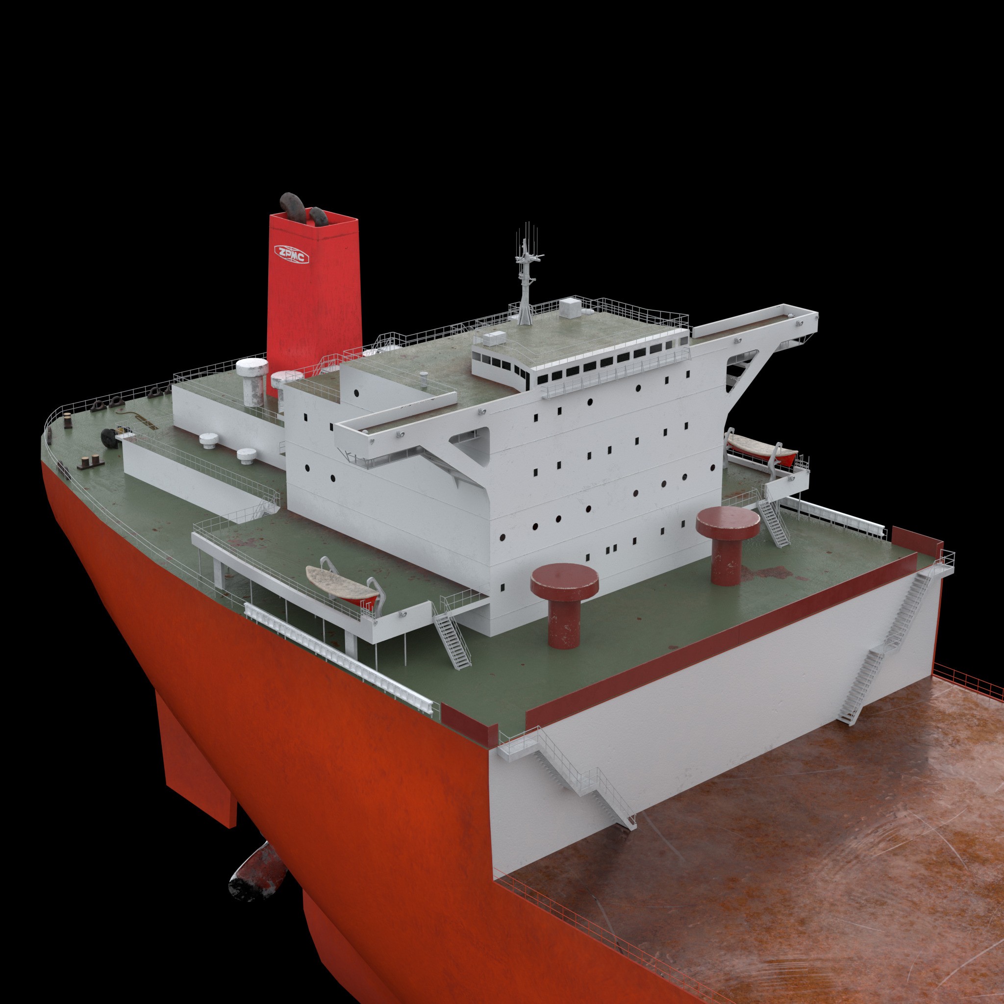 ZHEN HUA Heavy Load Carrier Cargo Ship - High Poly 3D Model - View 13