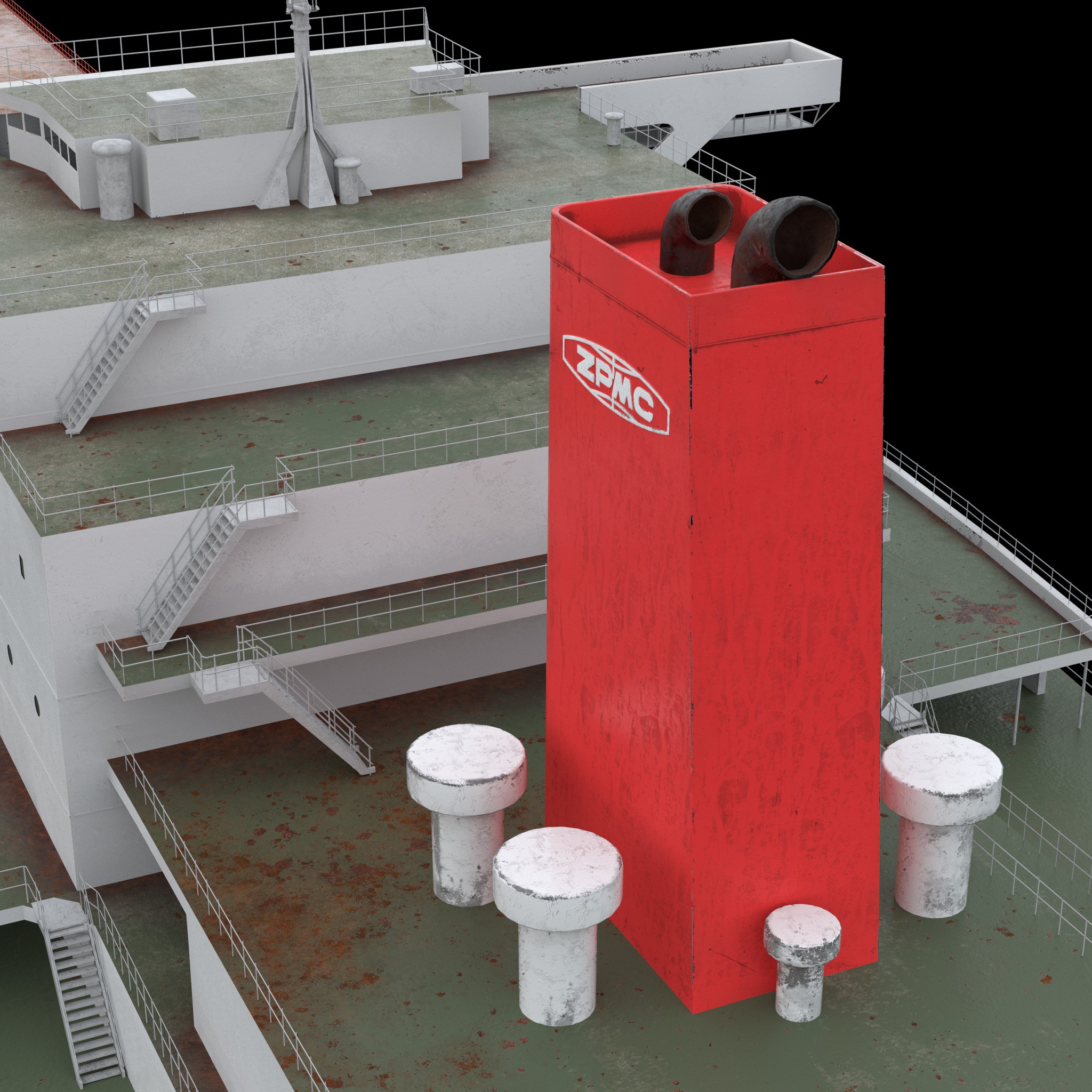 ZHEN HUA Heavy Load Carrier Cargo Ship - High Poly 3D Model - View 19