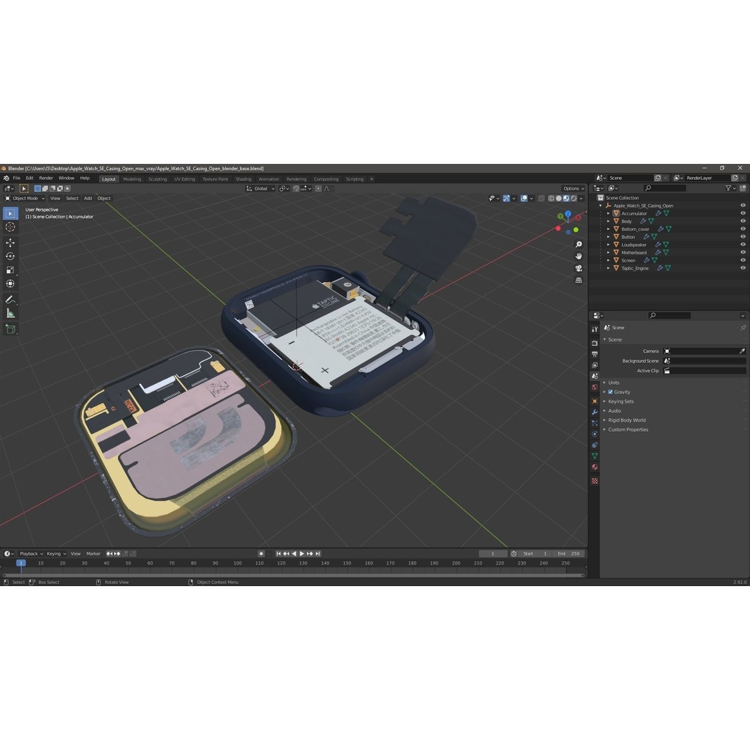 Apple Watch SE Casing Open 3D Model – High Poly PBR Asset, FBX, OBJ - View 25