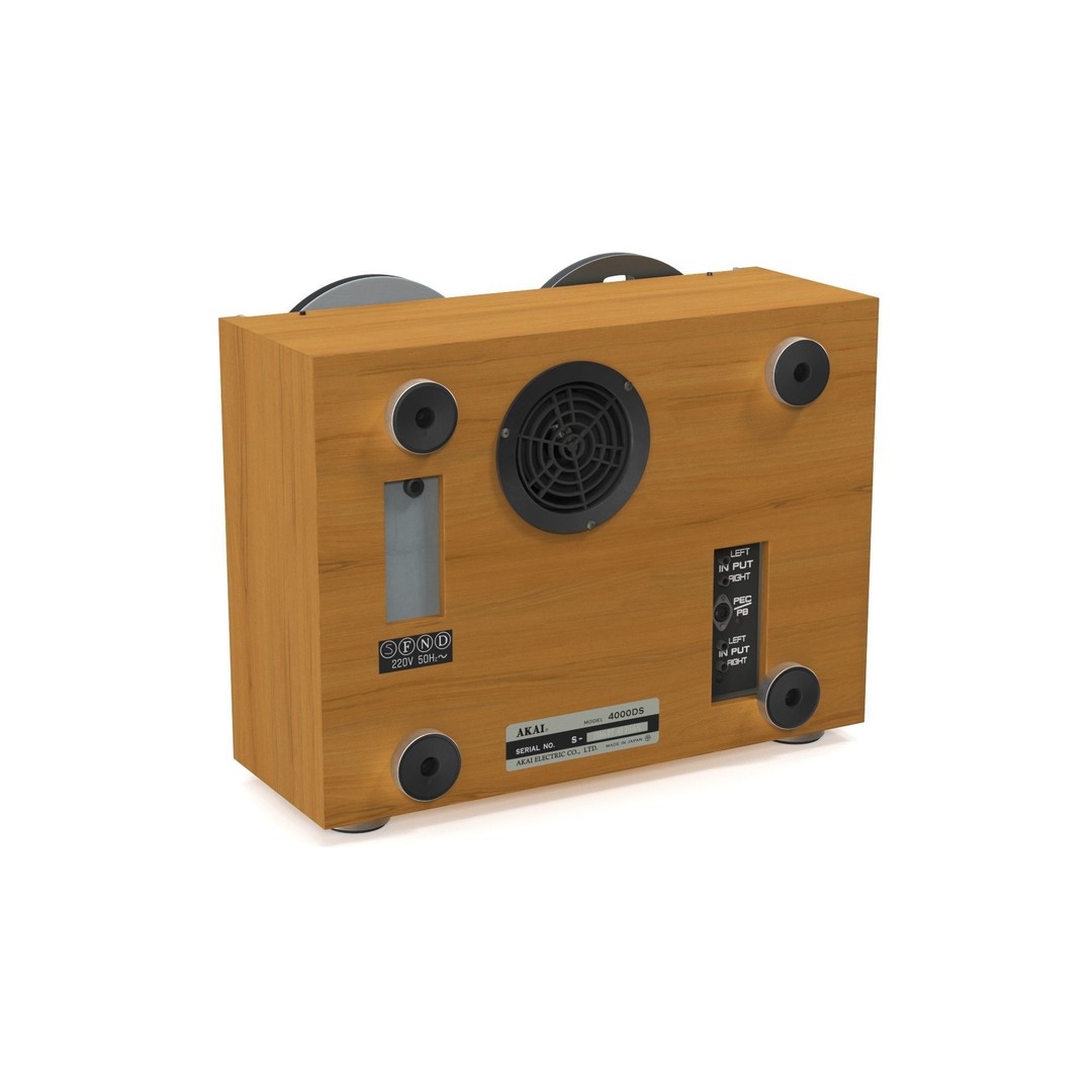 AKAI 4000DS Tape Recorder 3D Model – Vintage Audio Equipment, PBR - View 10