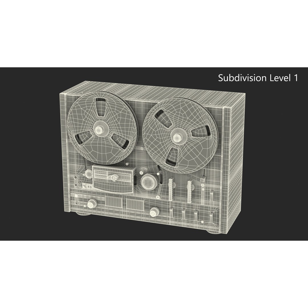 AKAI 4000DS Tape Recorder 3D Model – Vintage Audio Equipment, PBR - View 13