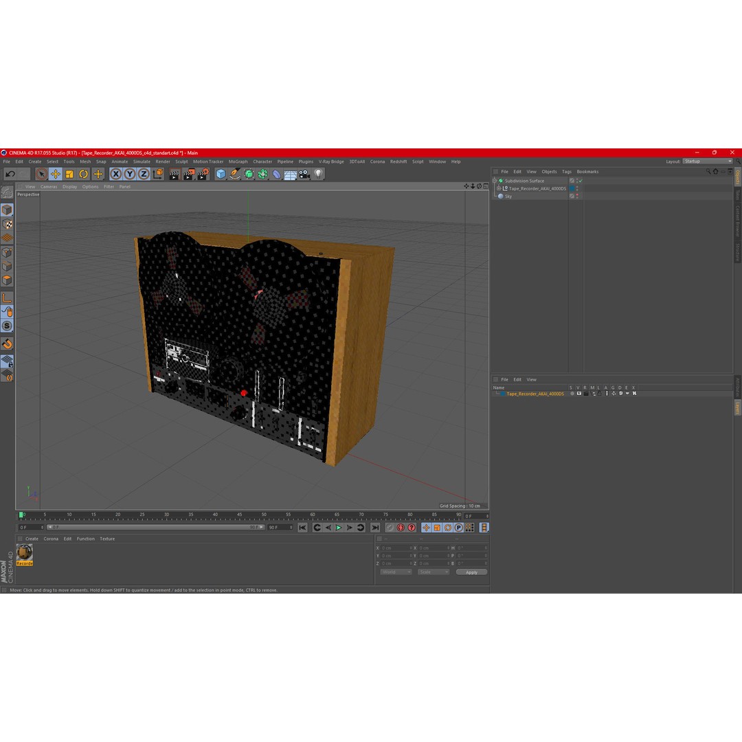 AKAI 4000DS Tape Recorder 3D Model – Vintage Audio Equipment, PBR - View 17