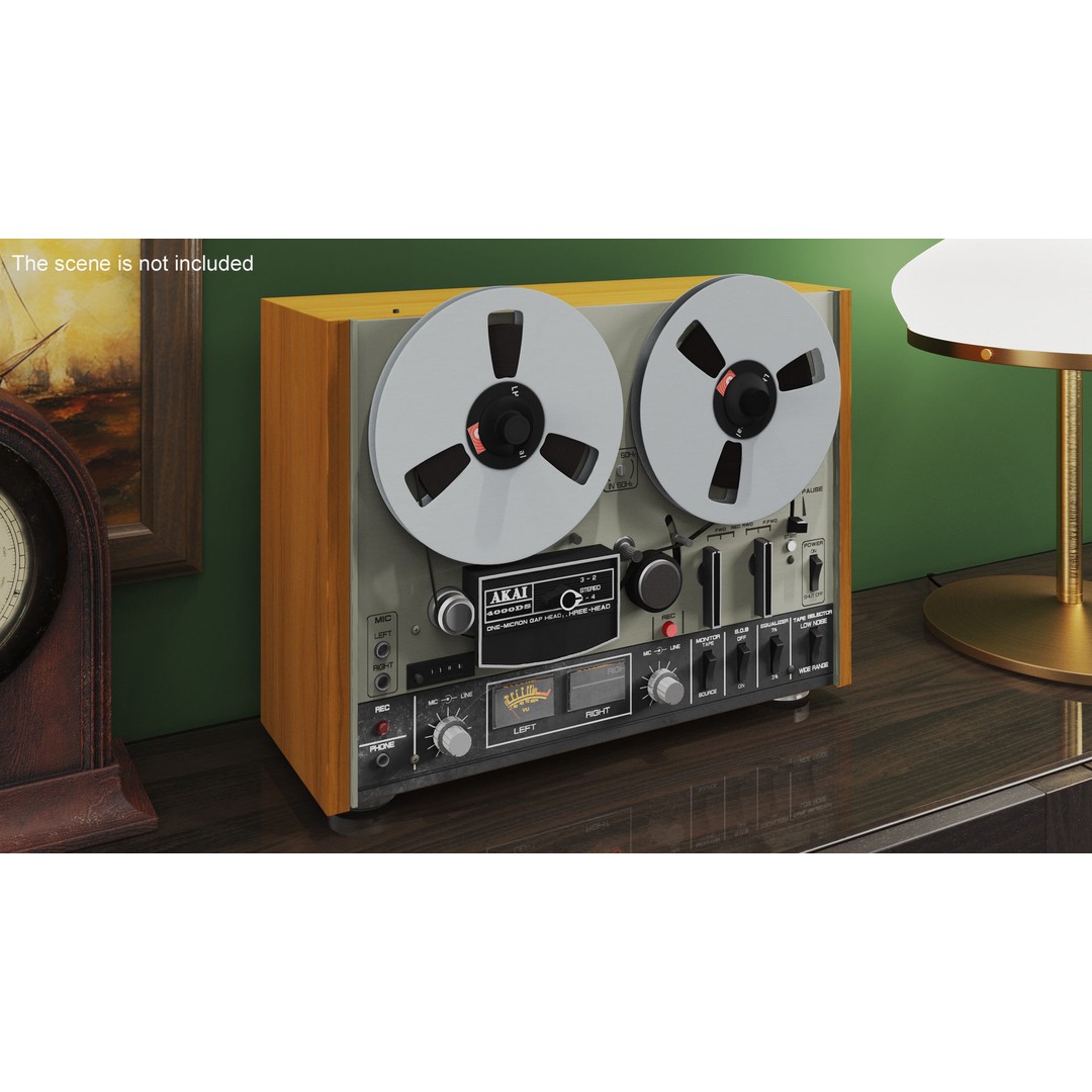 AKAI 4000DS Tape Recorder 3D Model – Vintage Audio Equipment, PBR - View 3
