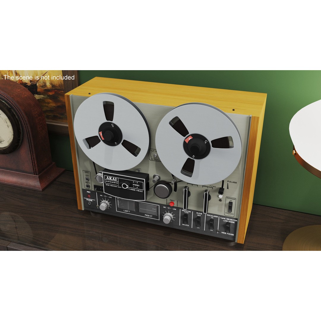 AKAI 4000DS Tape Recorder 3D Model – Vintage Audio Equipment, PBR - View 4