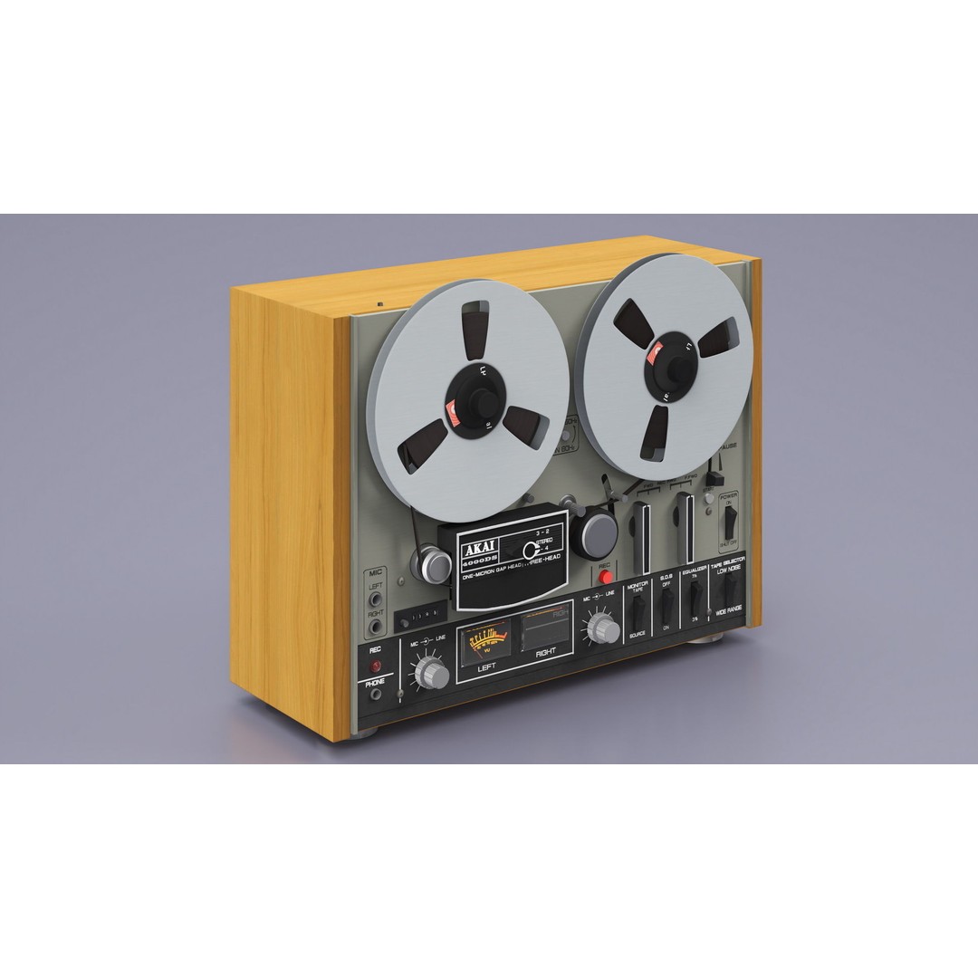AKAI 4000DS Tape Recorder 3D Model – Vintage Audio Equipment, PBR - View 5