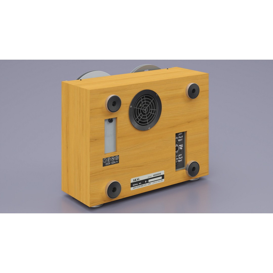 AKAI 4000DS Tape Recorder 3D Model – Vintage Audio Equipment, PBR - View 6