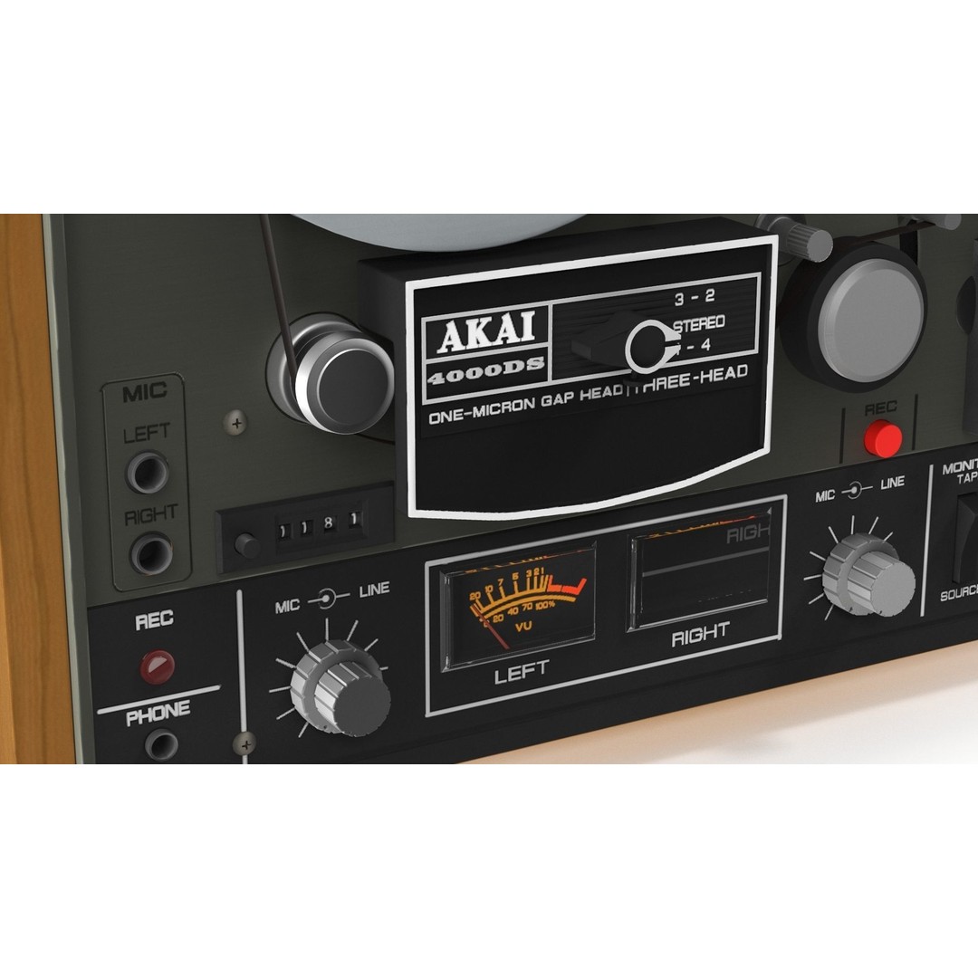 AKAI 4000DS Tape Recorder 3D Model – Vintage Audio Equipment, PBR - View 7