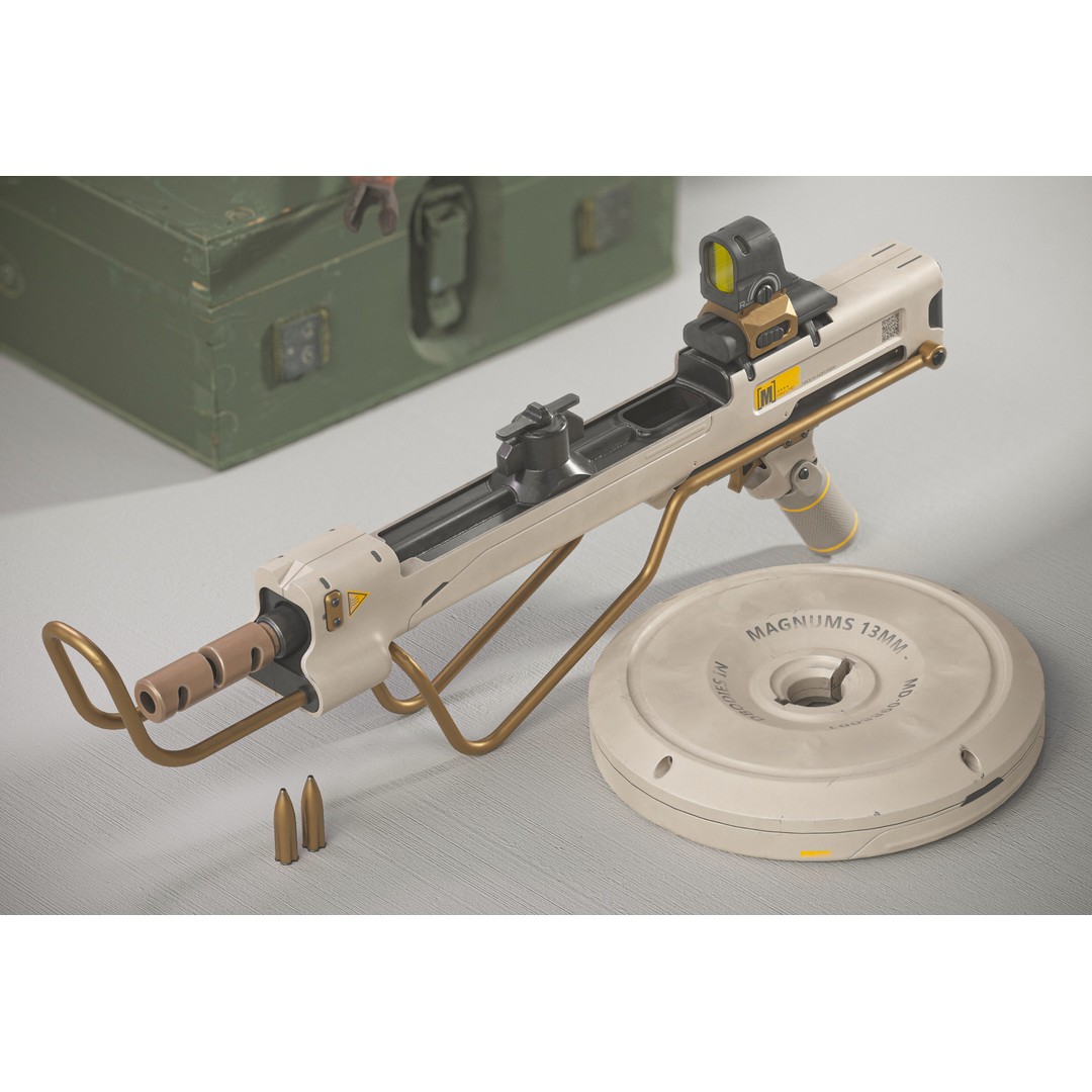 Futuristic Mini LMG 3D Model – Low Poly PBR Game Asset, FBX & OBJ - View 10