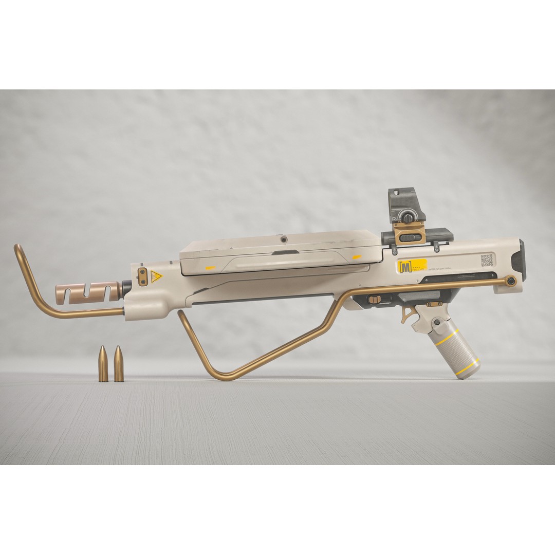 Futuristic Mini LMG 3D Model – Low Poly PBR Game Asset, FBX & OBJ - View 11