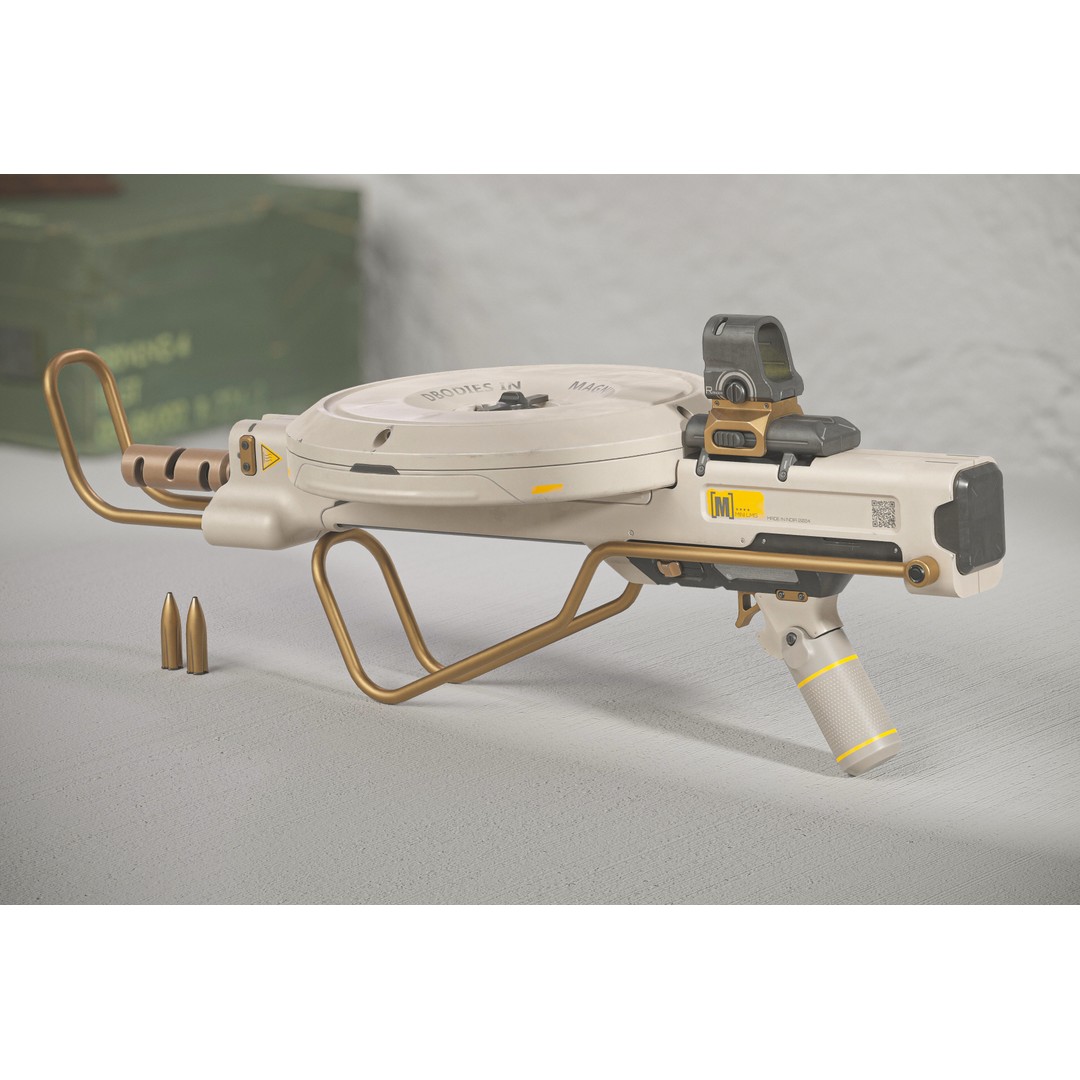 Futuristic Mini LMG 3D Model – Low Poly PBR Game Asset, FBX & OBJ - View 4
