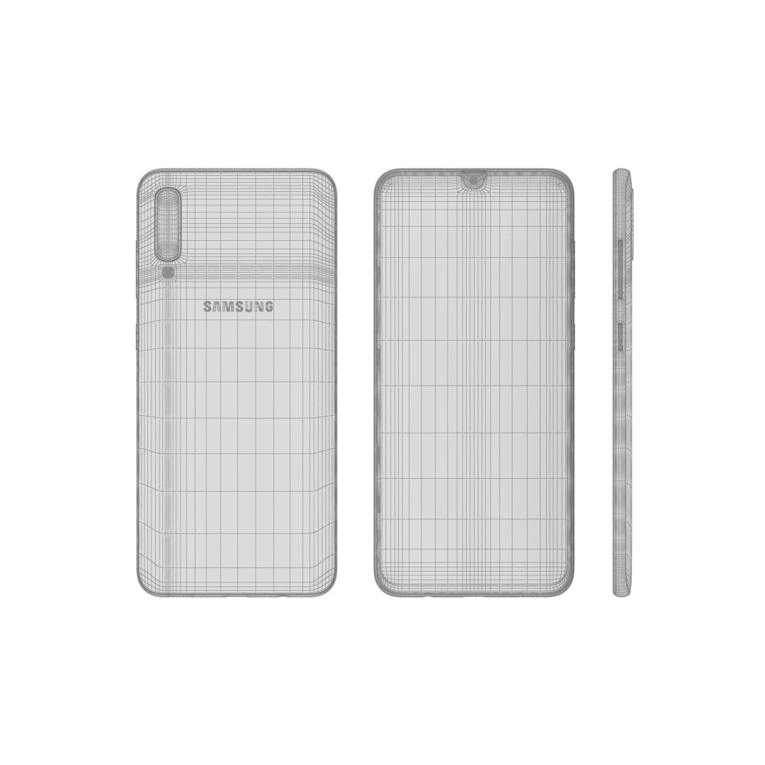 Samsung Galaxy A70 3D Model – High Poly Mobile Phone, FBX, PBR Textures - View 13