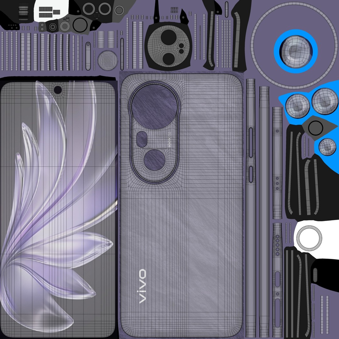 Vivo S20 Pro Purple 3D Model – High Poly PBR Smartphone, FBX, OBJ - View 12