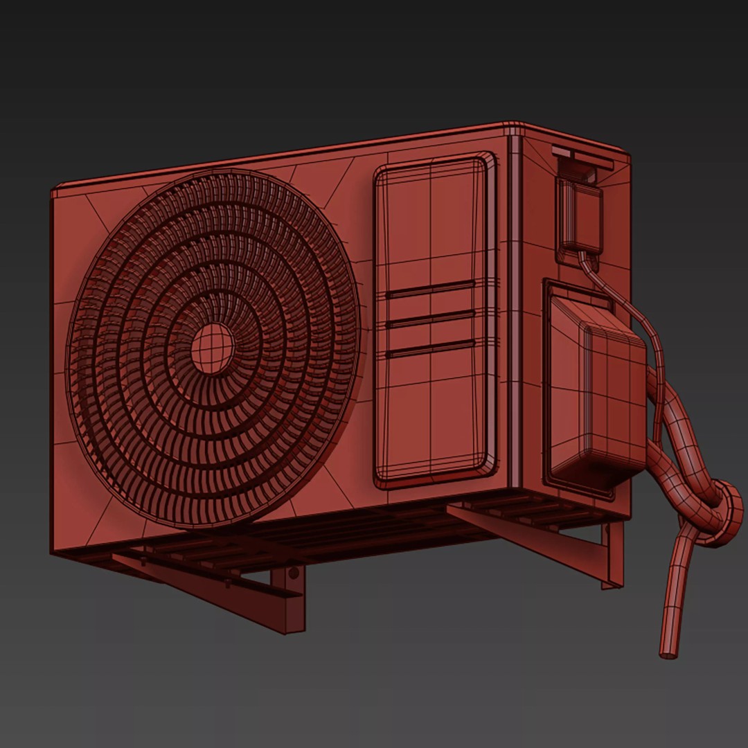 Air Conditioner 3D Model – Outdoor Unit, PBR Textures, FBX, OBJ - View 24