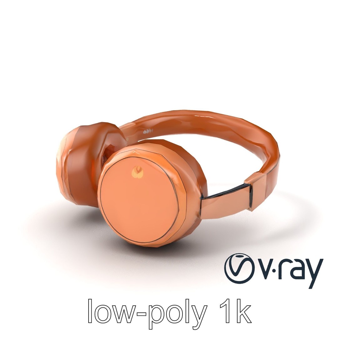 Contemporary Foldable Headphones 3D Model – Low Poly PBR Asset, FBX - View 3