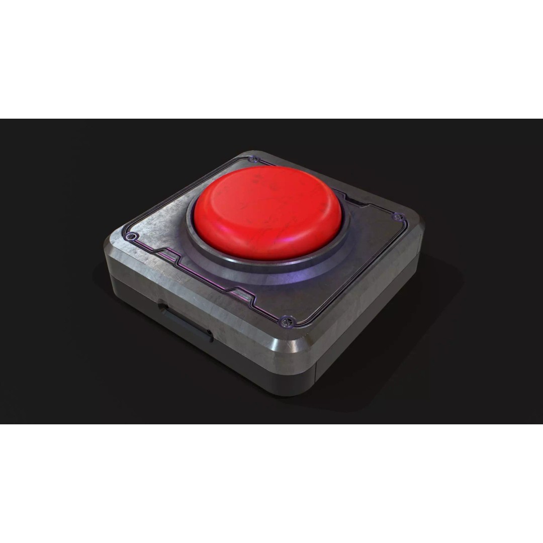 Sci-Fi Red Button 3D Model – PBR Textured Game Asset, FBX, OBJ - View 2