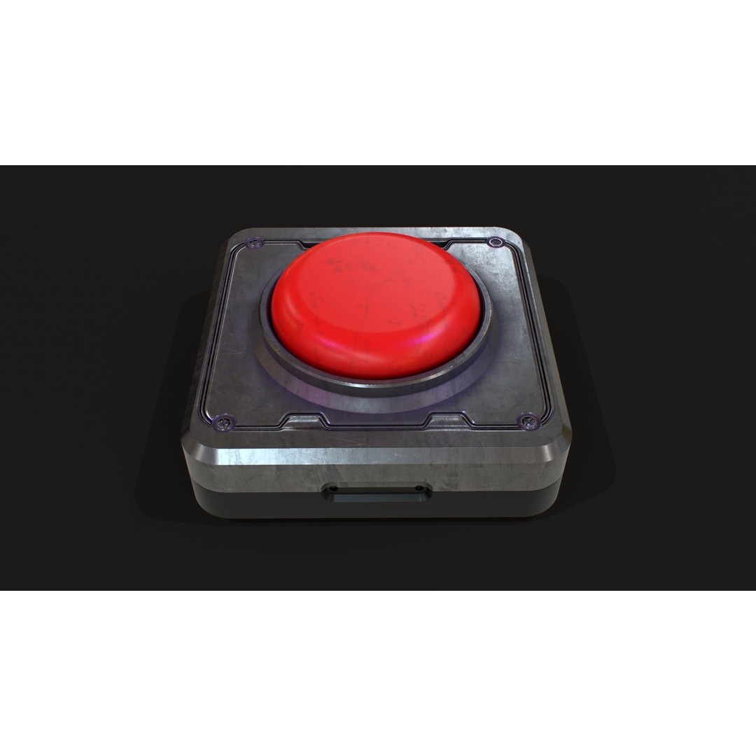 Sci-Fi Red Button 3D Model – PBR Textured Game Asset, FBX, OBJ - View 3