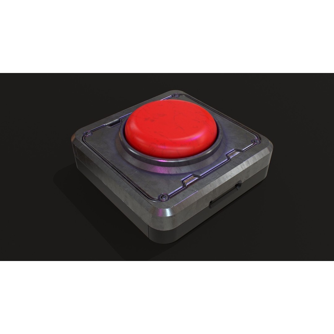 Sci-Fi Red Button 3D Model – PBR Textured Game Asset, FBX, OBJ - View 4