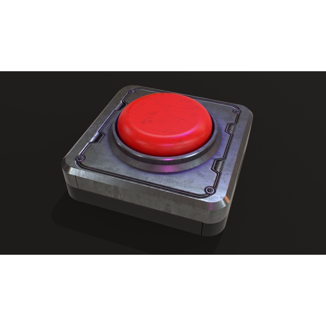 Sci-Fi Red Button 3D Model – PBR Textured Game Asset, FBX, OBJ - View 5
